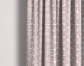 Pink Shibori Curtains: Blush White Premier Prints Shibori Fabric, Two Panels