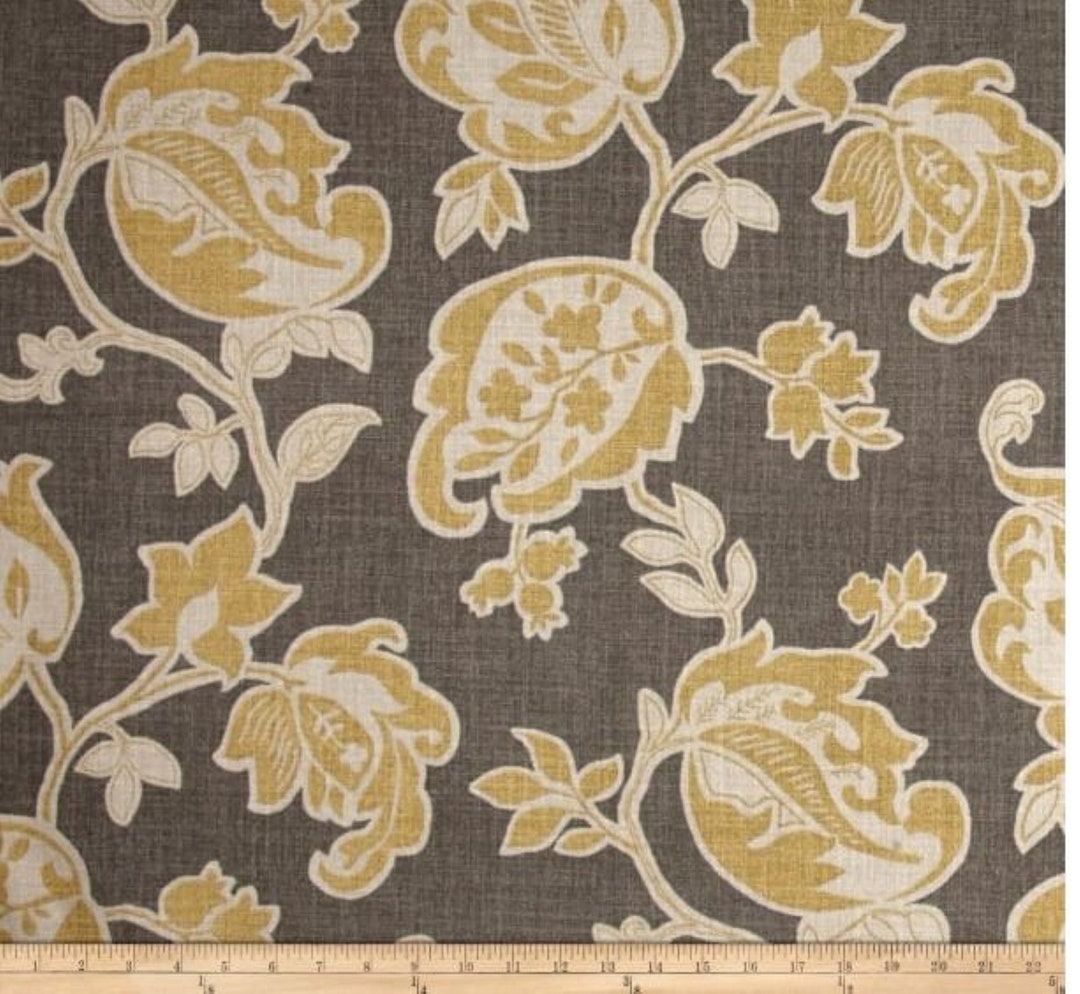 Gray Floral Valance Gray Mustard Valance Gray Beige Valance Etsy