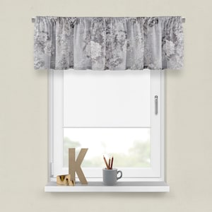waverly valance, gray white valance, gray floral valance, waverly ballad bouquet valance, ballad bouquet platinum linen valance