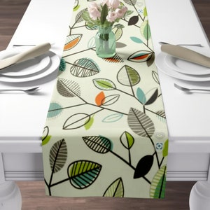 leaf print table runner, leaf table runner, fall table runner, covington carson table runner, floral table runner, autumn table runner