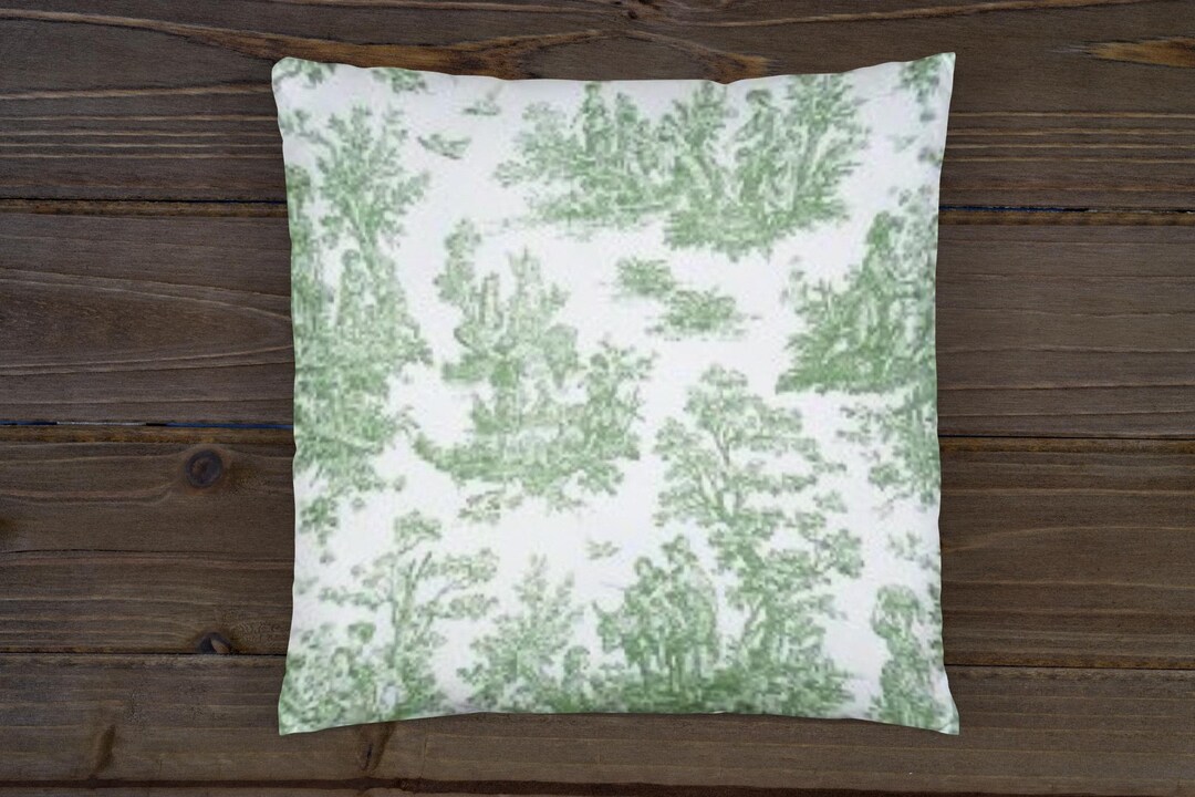 Toile Pillow Cover, Green Toile Pillow Cover, Colonial Toile Pillow Cover, Toile Cushion Cover