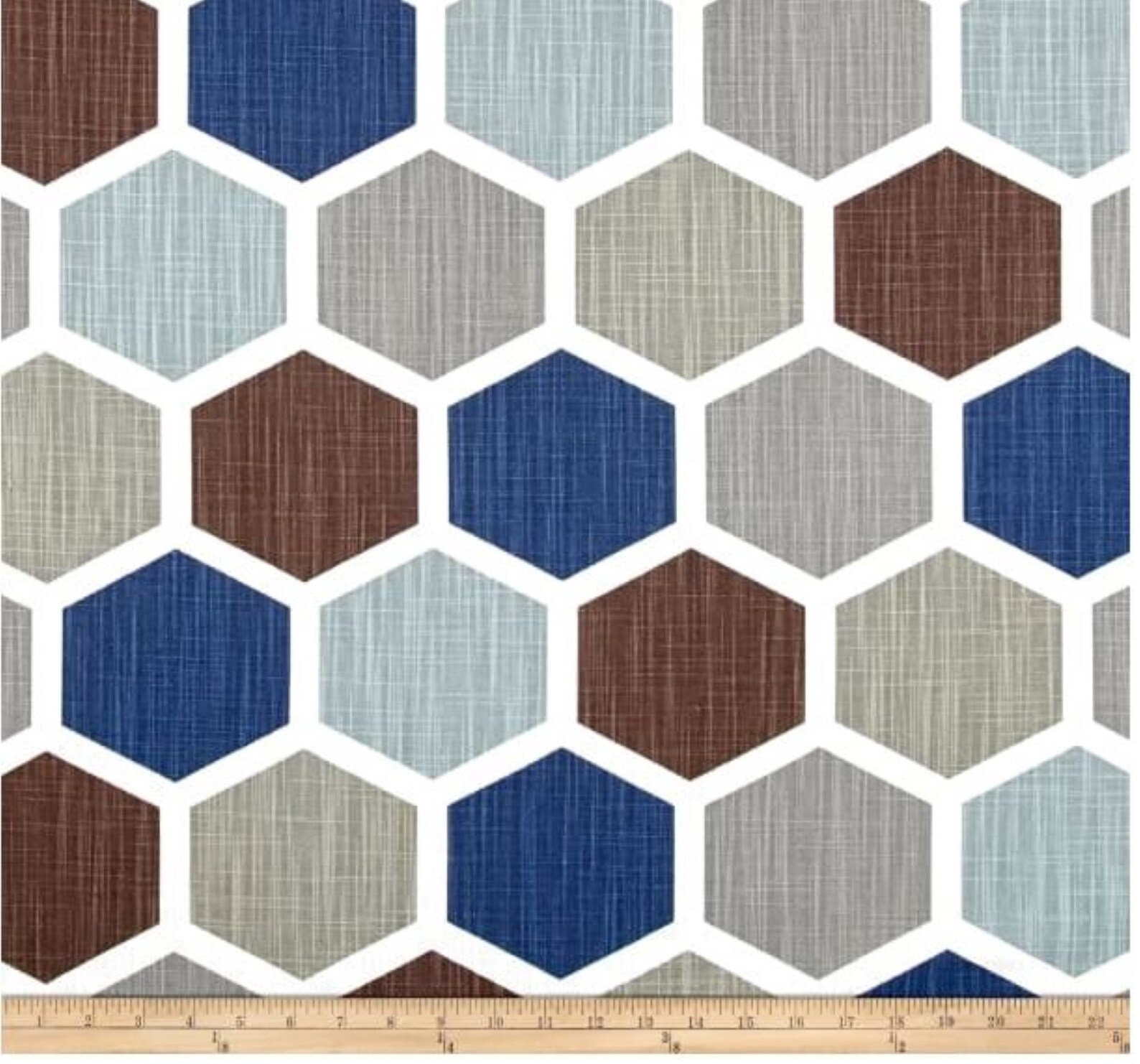 Blue Gray Bed Runner Hexagon Bed Runner Brown Blue Bed Etsy