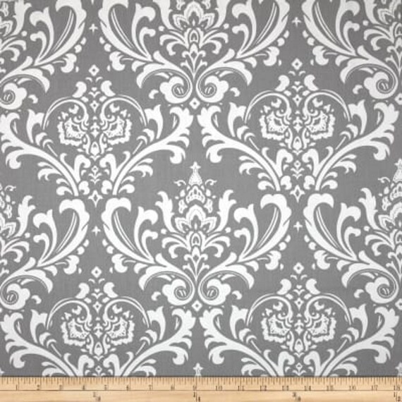 Gray Damask Curtains Gray White Damask Curtains Gray Ozborne Etsy