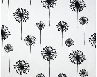 Cafe curtains, dandelion cafe curtains, black white curtains, white black cafe curtains, dandelion curtains, flowered cafe curtains