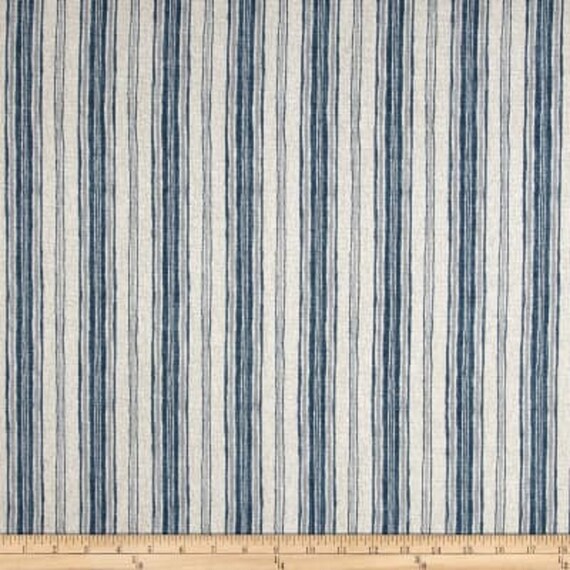 Blue Stripe Curtains White Denim Curtains Blue Striped Etsy