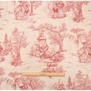 Toile curtains, red beige curtains, red toile curtains, STOF Galanterie Rouge curtains, toile red curtains, toile window treatments image 6