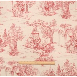 Toile curtains, red beige curtains, red toile curtains, STOF Galanterie Rouge curtains, toile red curtains, toile window treatments image 4