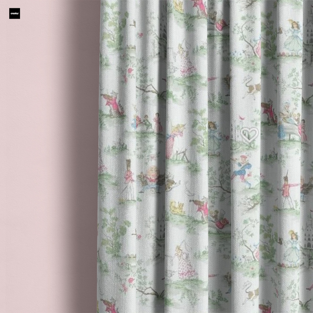 Covington Over the Moon Curtains, Nursery Curtains, Pink Green White