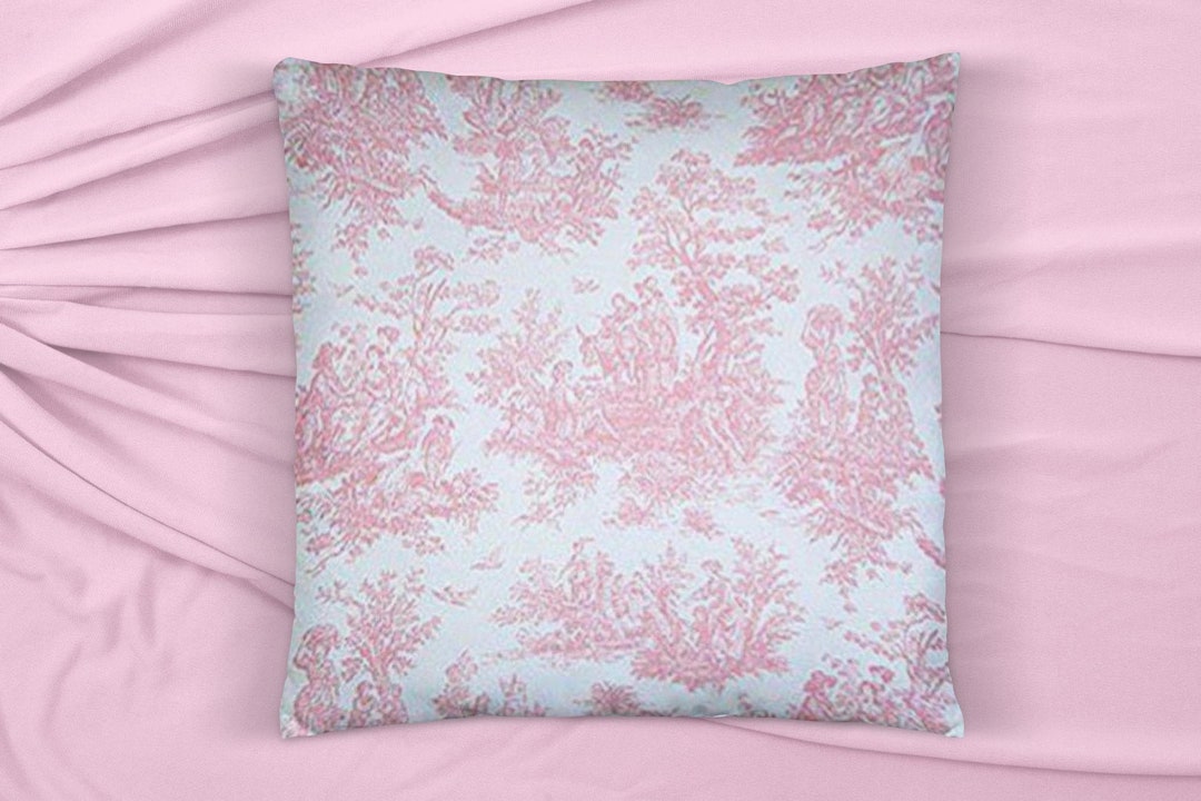 Toile Pillow Cover, Pink Toile Pillow Cover, Jamestown Toile Pillow