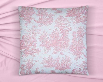 Pink Toile Pillow Cover: Premier Prints Jamestown Fabric