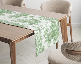 Green Toile Table Runner: Colonial Pine Print, Premier Prints Fabric