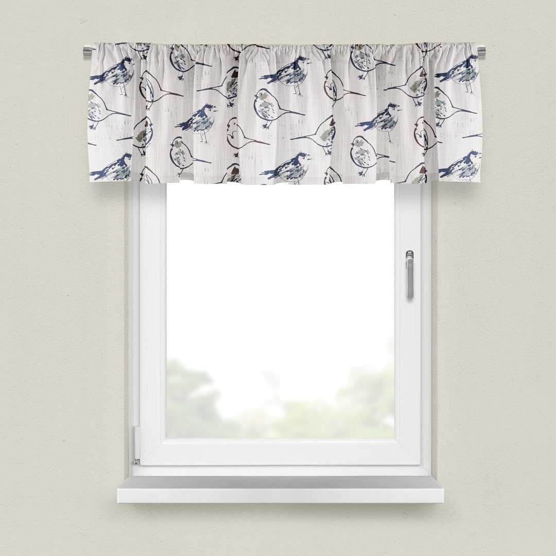 Birds Valance, Blue Birds Valance, Toile Birds Valance, Blue and White
