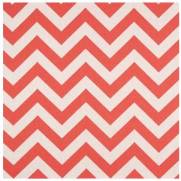 chevron fabric, coral chevron fabric, coral zig zag fabric, home decor fabric, chevron fabric remnant, coral white chevron fabric