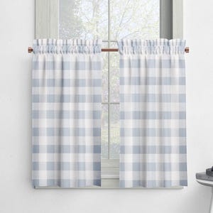 Blue Buffalo Plaid Cafe Curtains: Premier Cashmere Fabric