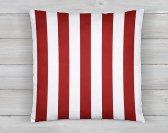 striped pillow cover, red stripe pillow cover, red pillow cover, red white pillow cover, white pillow cover, red stripes pillow cover