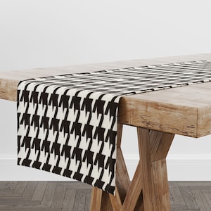 Houndstooth table runner, black white houndstooth table runner, black and white table runner, farmhouse table runner