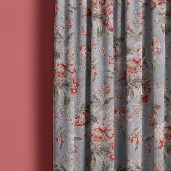 Floral Curtains Waverly Curtains Gray Curtains Waverly Fleuretta Slate Curtains Gray Floral Curtains Flowered Curtains Etsy