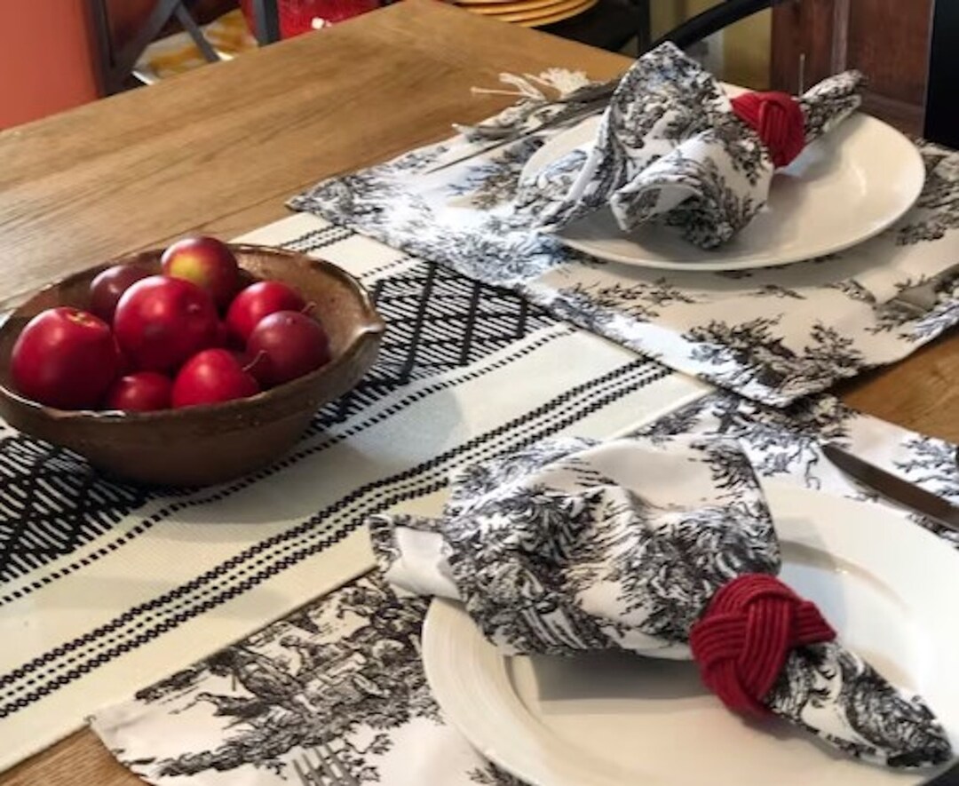 Toile Placemats, Black Toile Placemats, Colonial Toile Placemats, Table Linens, Toile Table