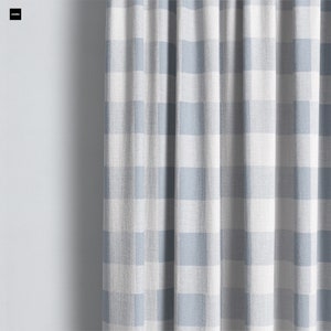 blue white curtains, buffalo plaid curtains, blue plaid curtains, blue curtains, farmhouse curtains, anderson curtains