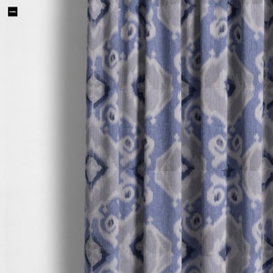 Ikat curtains, blue curtains, Magnolia Delhi Yacht curtains, blue beige ikat curtains, blue ikat curtains, ikat panels, two curtain panels