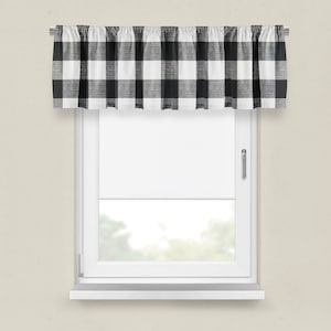 Buffalo check valance, black buffalo check valance, buffalo plaid valance, black buffalo plaid valance, black and white valance