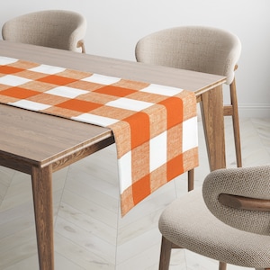 Buffalo check table runner, orange white table runner, check table runner, plaid table runner, farmhouse table runner,  plaid runner
