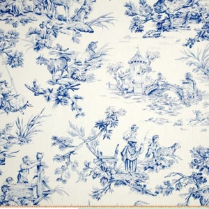 blue toile bed runner, covington musee bed runner, blue runner for bed, toile bed runner, blue white toile bed runner, musee toile runner