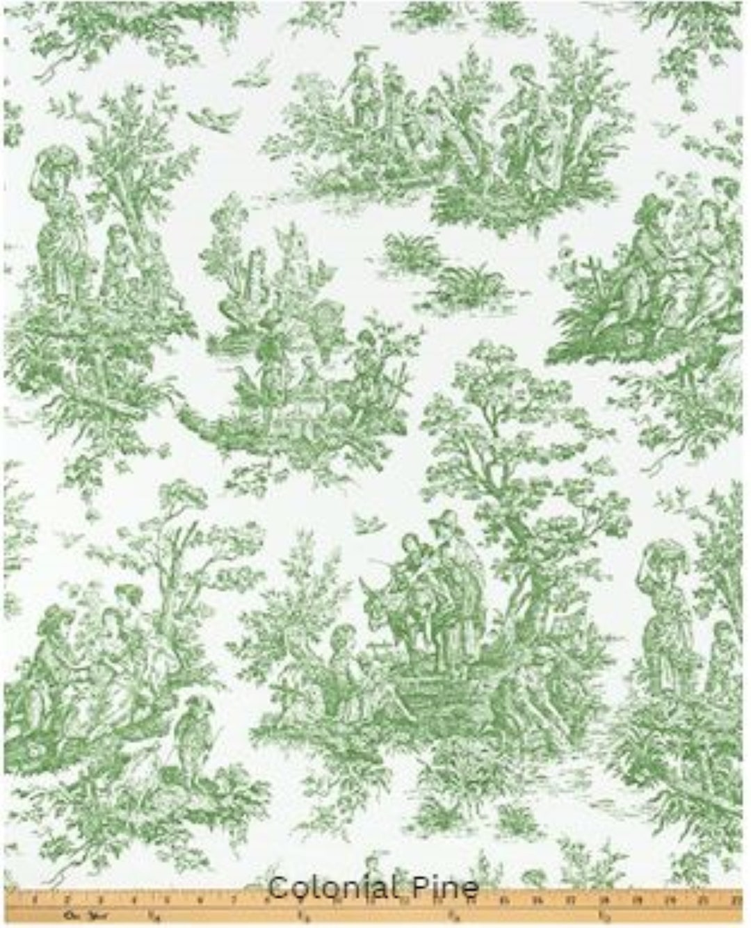 Toile Curtains, Green Toile Curtains, Colonial Pine Curtains, Green