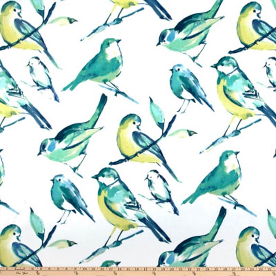Birdwatcher Curtains Turquoise Bird Curtains Green Bird Etsy