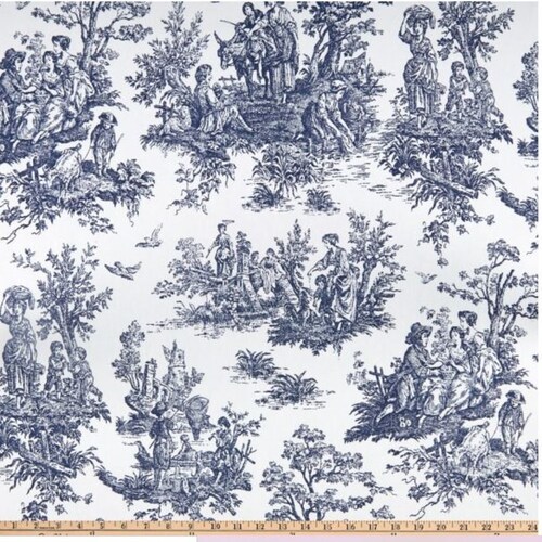 Toile Valance Blue Toile Valance Premier Prints Jamestown Etsy