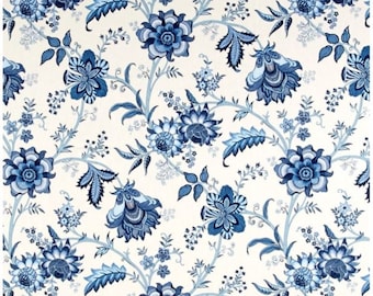 floral valance, blue floral valance, waverly valance,  island gem porcelain valance, blue cream valance, valance with flowers,