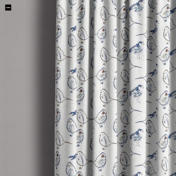 bird print curtains, premier prints toile curtains, bird toile curtains, blue bird curtains, curtains with birds, bird print panels