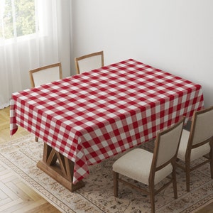 Red check table cloth, buffalo check table cloth, red white table cloth, 4th of July table cloth, buffalo plaid table cloth