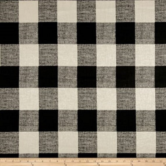 Black Buffalo Check Curtains Black And Linen Plaid Curtains Etsy