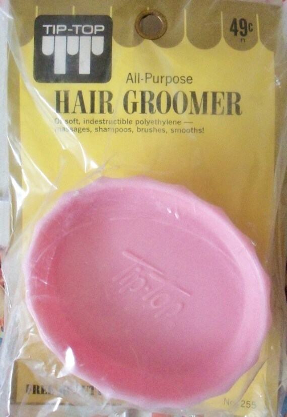 Vintage / Tip-Top All-Purpose Hair Groomer / In Package / Of soft, indestructible polyethylene-massages, shampoos, brushes, smooths!