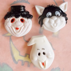 Set of Three / Vintage / Halloween Clickers / Party Favors / Noise Makers / Scarecrow / Cat & Ghost / Clackers