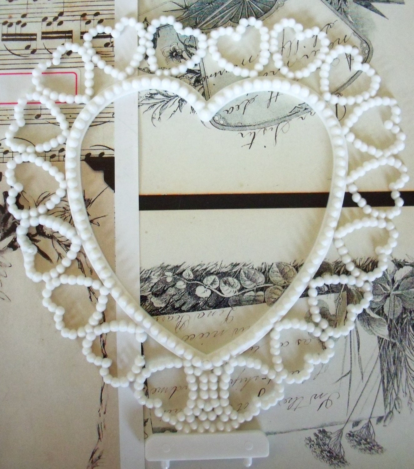 Vintage / Wedding Topper Add-On / Heart with Hearts / DIY Wedding Crafts / Seed Pearl Heart Style