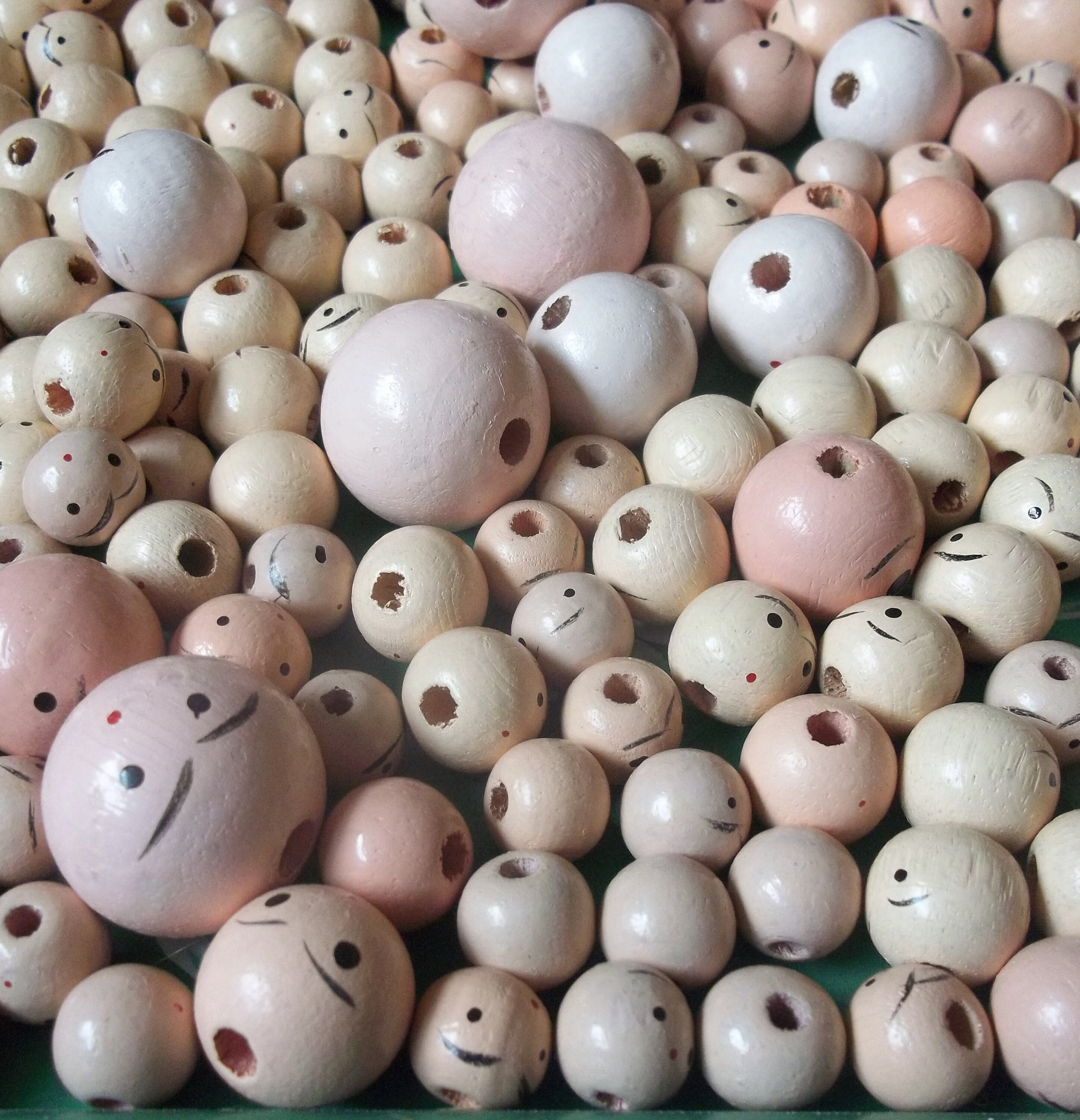 Vintage / Wooden Doll Heads / Hand Painted Faces / One Dozen / Etsy