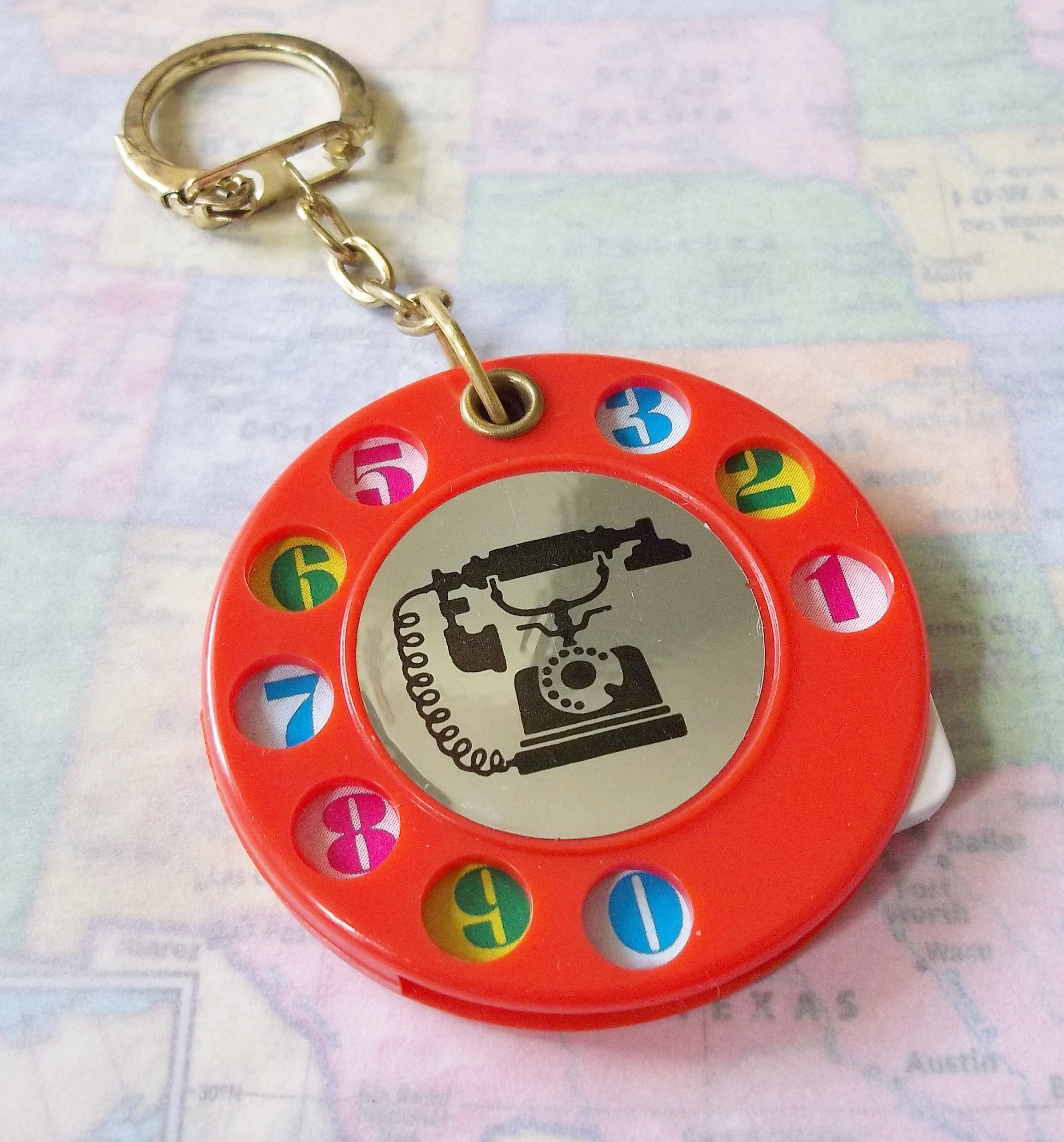 Vintage / Plastic Keychain / Telephone Dial / 1960s / Etsy
