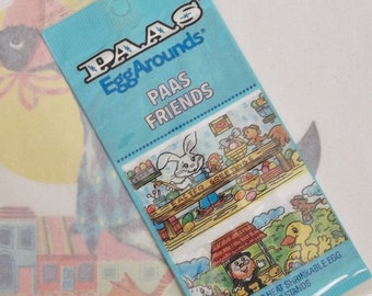 PAAS (r) / Egg Arounds Heat Shrinkable Egg Wrappers / PAAS Friends / Egg Sleeves / Easter Egg Hunts / Kit / (C) 1989 / Retro / DIY