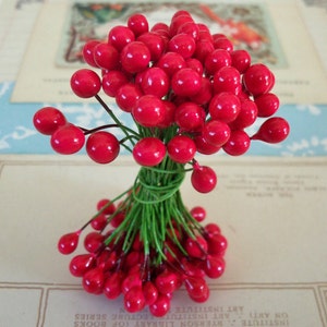Double Ended Red Holly Berry Stamen Peps (72 pcs)