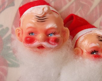 Three Items / Vintage / Santa  Claus / Doll Heads / Kitschy / Full Head / Doll Parts / Christmas Kitsch