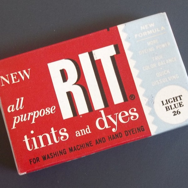 Vintage / Rit (R) All Purpose Concentrated Tints & Dyes / Light Blue 26 / One Box / Vintage Packaging / Collectible / DIY Bottle Brush Trees
