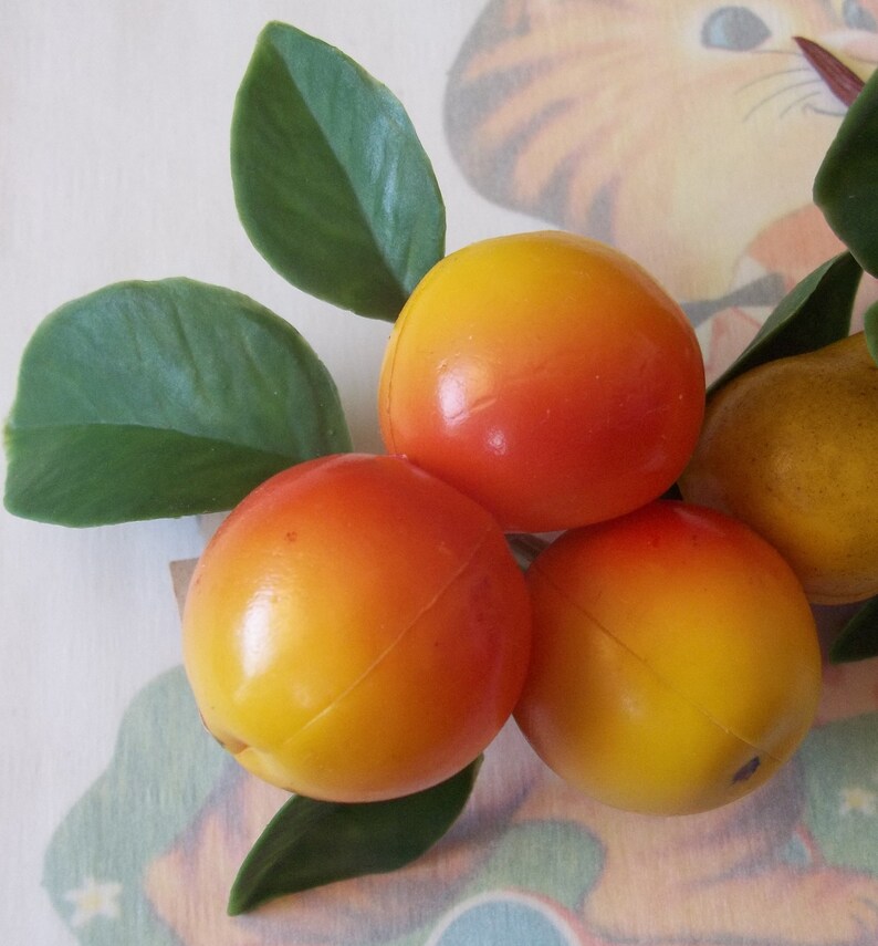 Two Picks / Vintage / Lee Wards Assorted Miniature Polyfruit Clusters / Plastic Fruit Blow Molds / Apples & Pears / Made in Hong Kong image 3