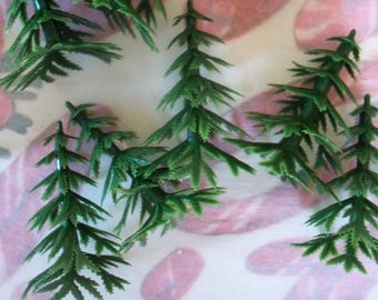 Vintage / Green Plastic Evergreen Trees / One Dozen / Faux Gingerbread Houses / Vignettes / Dioramas / Terrariums / Scenemakers / Hong Kong