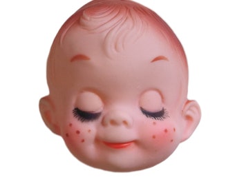 Vintage / Young Boy with Freckles / Face / Dollmaking / One Item / Hollow Backside