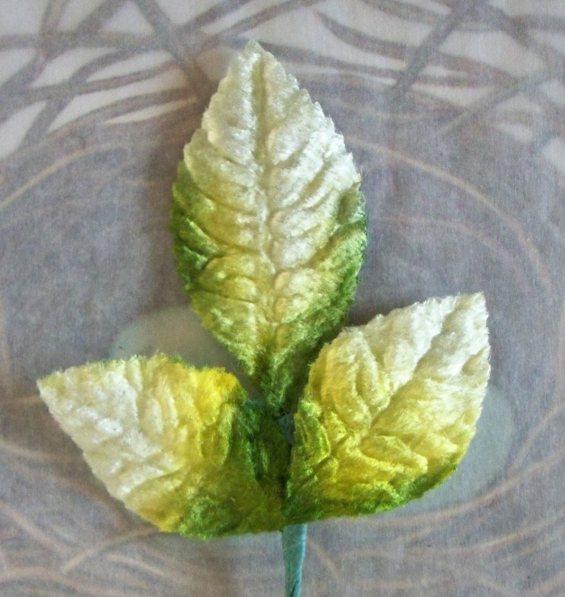 Vintage Millinery Supplies / Variegated Velvet Rose Leaves / Etsy