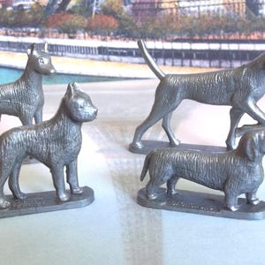 Vintage / Nabisco Rice Honeys Cereal Toy Prizes / Rubenstein Plastic Miniature Dogs / Set of Four / Toy Premiums