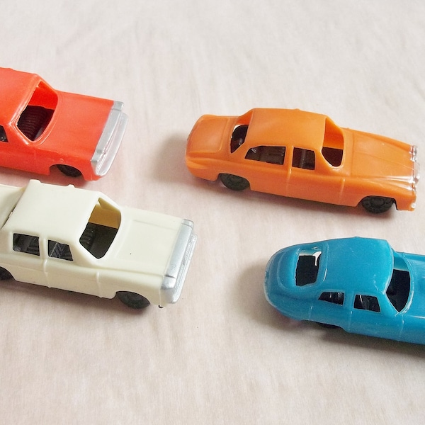 Vintage / Plastic Cars / Vehicles / Four Items / Cake Toppers / Cupcake Toppers / Surprise Ball Fillers / Party Favors