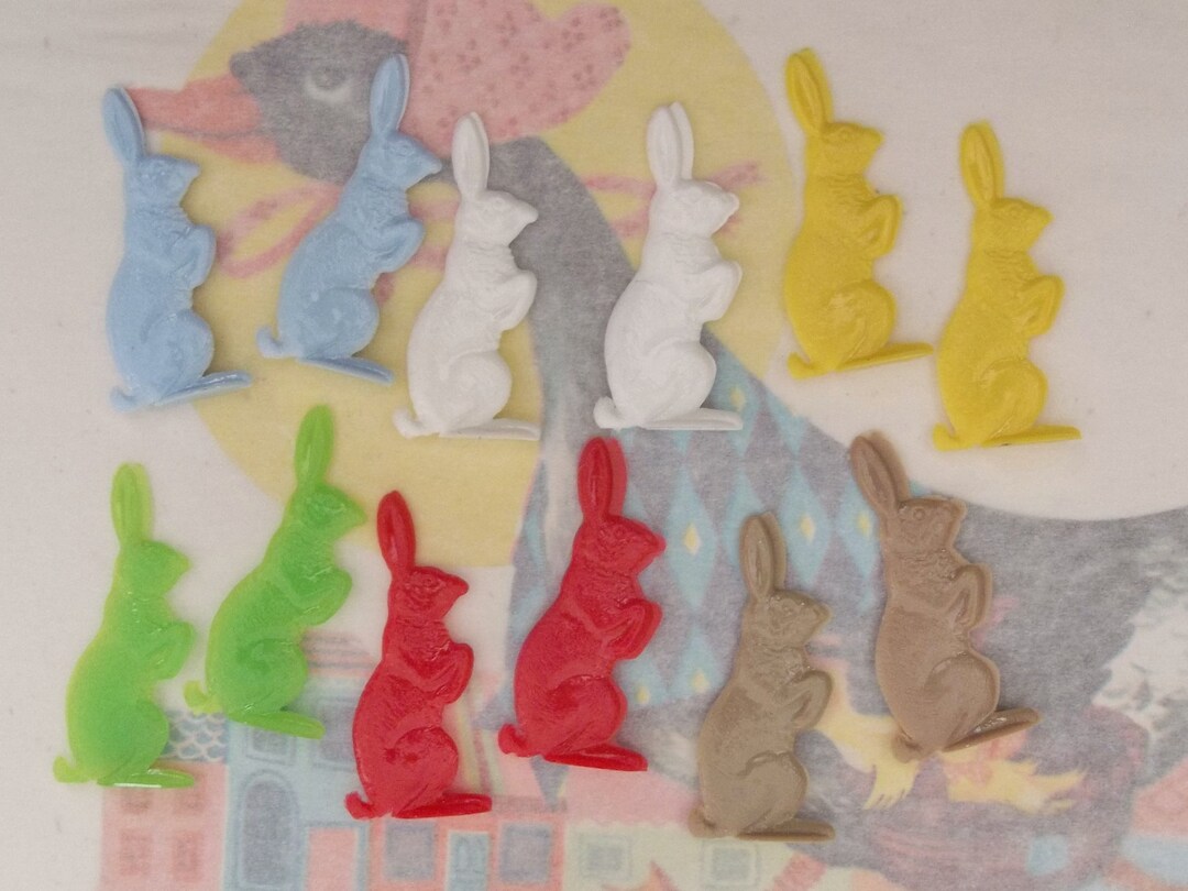 Vintage Old Stock / Plastic Bunny Rabbits / Twelve Items / Cracker Jack ...